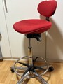 Hocker Rollhocker mit Lehne Rot Drehbar Büro Sitzhocker Verstellbar Praxishocker