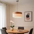 Hängelampe Pendelleuchte Esszimmerlampe Textil LED Küchenlampe Holzoptik H 120cm