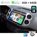 DAB+ 64G Android 14 Autoradio Carplay FM RDS GPS Navi für VW Tiguan 5N 2007-2016