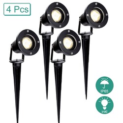 2-10X LED Gartenstrahler Leuchte mit Erdspieß IP65 Stecker Außen Beleuchtung