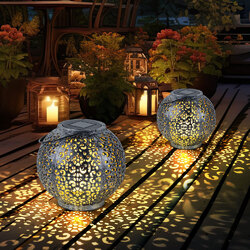 Solarleuchte Hängelampe Außen Balkonlampe Tischleuchte Kugel orientalisch LED 2x
