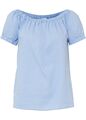 Carmenbluse mit kurzen Ärmeln Gr 42 Perlblau Damen-Bluse Top Shirt Oberteil Neu*