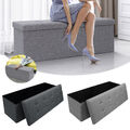 76/110cm Sitzhocker Sitzbank mit Stauraum Truhe Aufbewahrungsbox faltbar Leinen 