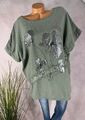 NEU  Two face  BLUSE Shirt Italy Metallic Print Pailletten SALBEI 40 42 44
