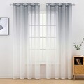 Vorhänge 2er Set Grau-Weiß Farbverlauf Voile transparent Dekoschal Fenster