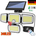 346 LED Solarleuchte Solarlampe mit Bewegungsmelder Außen Sensor Fluter Strahler