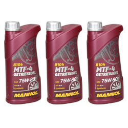 3x1 Liter  MANNOL Synthetisch Getriebeöl MTF-4 Getriebeoel 75W-80 Gear Oil