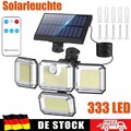 333 LED Solarlampe Solarleuchte mit Bewegungsmelder Außen Strahler Garten Fluter