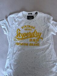 Superdry T-Shirt Damen Weiß/Gold S 36 Neu