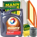 MANN INSPEKTIONSPAKET+5L TOTAL NRG 5W-40 ÖL passend für VW UP SEAT MII SKODA 1.0