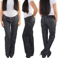 Damen Bootcut Jeans Schlaghose Hüftjeans Stretchjeans Flared Schlagjeans Hose