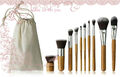 10 tlg. Pinsel-Set mit Nylonhaar Bambusstiel Kosmetik beauty make up brush