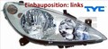 TYC 20-0166-05-2 Hauptscheinwerfer links Scheinwerfer Frontscheinwerfer 