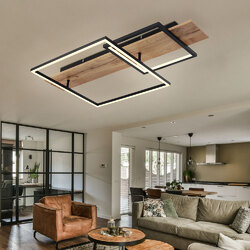 Deckenleuchte Wohnzimmerleuchte Deckenlampe Memoryfunktion Holzoptik LED L 75cm