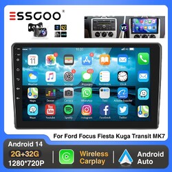 Carplay Android 14 2+32G Autoradio GPS NAV Für Ford Focus Fiesta Transit Kamera