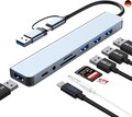 HSYWBC USB C Hub 3.0 Adapter, 8 in 2 USB Hub 3.0 Multiport mit SD&TF