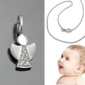 moderner Schutzengel Anhänger Zirkonia Steine und Kette Echt Silber 925 wählbar