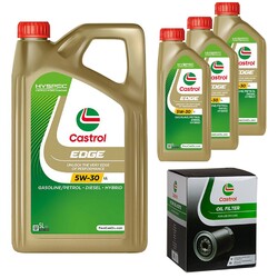 CASTROL Inspektionspaket 8 L EDGE Titanium 5W-30 LL für Audi A6 Allroad 3.0
