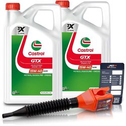 2x 5 L = 10 LITER CASTROL GTX 15W-40 A3/B3 MOTOR-ÖL MOTOREN-ÖL 31673708### INKL. ÖLWECHSEL-ANHÄNGER + EINFÜLLTRICHTER ###