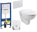 GEBERIT Duofix Vorwandelement + Wand WC LIFE + WC-Sitz + Betätigung DELTA25 weiß