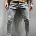 Slim Fit grau Herrenjeans Street Harajuku Hip Hop Style Stretch dünne Hose