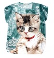 Gr. 40/42 Damen T Shirt Katzenmotiv Sommershirt Katzenfreund 10208