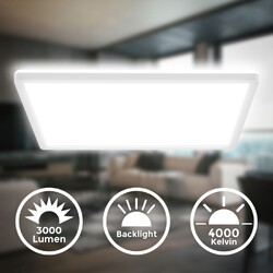 LED Deckenlampe Deckenleuchte Panel Flach Indirektes Licht Wohnzimmer Büro 42cm