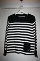 Esprit Pullover mit Streifen und Tasche, Schwarz-Weiß, Größe M