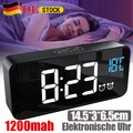 Digitaler Wecker, LED Digitaluhr mit Temperaturanzeige Spiegelalarm Tischuhr