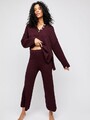 Free People weiche Waffelstrickhose mit hohem Bund und weitem Bein in Burgund Größe XS