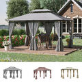 Outsunny Pavillon Gartenpavillon Partyzelt Gartenzelt Doppeldach 3x4 m