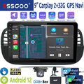 Android 12 Autoradio 2+32G Carplay DAB+ GPS Navi Kamera MIK Für FIAT 500 2007-15