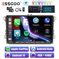 9" Android 14 Autoradio Carplay GPS Nav DAB+ Kam 4+64G Für VW Golf 5 Touran Polo