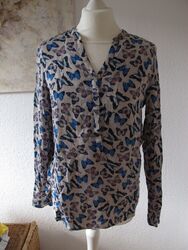 Esprit Bluse Tunika Hemd mit Schmetterlingen Gr. 34/36 Langarm