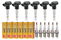 6x DELPHI Zündspule +6x NGK Zündkerze passend für Porsche 911 996 3.6 Turbo 4