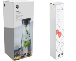 WMF Basic Glaskaraffe mit Deckel Wasserkaraffe 1,5 Liter + Fruchtspieße 2-teilig