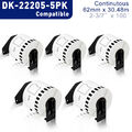 5x Etiketten kompatibel für Brother DK-22205 P-Touch QL500 QL570 QL700 QL800 Set