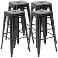Barhocker 4Er Set, Barstuhl Mit Fußstütze, Küchenstühle Aus Metall Schwarz