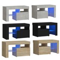 2er Set Nachttische mit LED-Leuchten Kommode Schrank Beistelltisch Nachtschrank