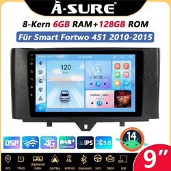 6+128G Für Smart Fortwo 451 2011-2015 Android 14 Autoradio GPS Navi CarPlay WIFI