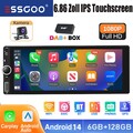DAB+ 1 DIN 6+128G Android 14 Autoradio 6.86" Carplay GPS RDS Navi USB +KAM BT5.0