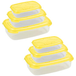 2x 3-teilige rechteckige Frischhaltedose Deckel Behälter Aufbewahrungsbox Gelb