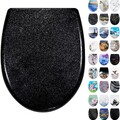 WC Sitz mit Absenkautomatik Schwarz Klodeckel Duroplast Fanmitrk