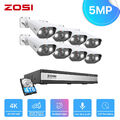 ZOSI 5MP PoE Überwachungskamera Set Außen 16CH 8MP NVR 4TB Bullet Kamera Ton PIR