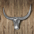 Stier Deko-Geweih aus poliertem Aluminium 52x40cm Wand Dekoration Jagd silber