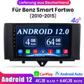 DAB+ CarPlay Autoradio Android 12 Navi RDS BT Für Mercedes Benz Smart Fortwo 451