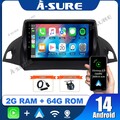 DAB Android 14 2G+64G Autoradio GPS CarPlay Für Ford Kuga 2012-2018 Escape C-Max