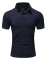 Herren Poloshirt Basic Kontrast Stickerei Kurzarm Polohemd T-Shirt 5102