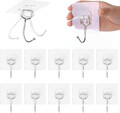 Klebehaken Extra Stark 10 Stück, Klebehaken Transparent Wandhaken Selbstklebend 