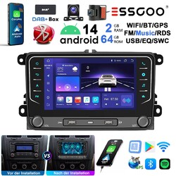 2+64G Autoradio Android 14 Carplay DAB NAVI Für VW GOLF 5/6 Touran Passat Tiguan